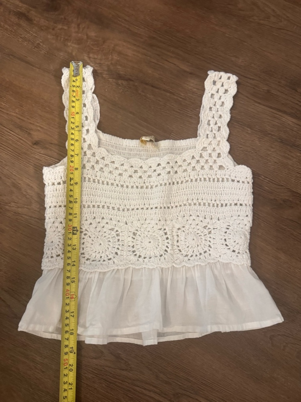 Rebellion White Crochet Peplum Camisole